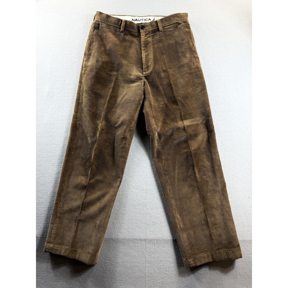 Nautica Pants Mens 34x30 Brown Corduroy Chino Relaxed Fit Clipper Hong Kong